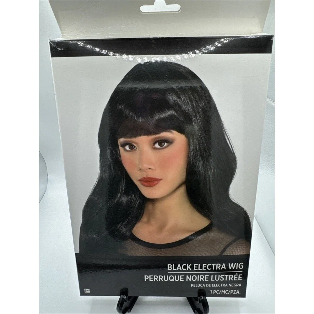 Black Electra Wig Halloween Costume Adult Accessory New In Open Box